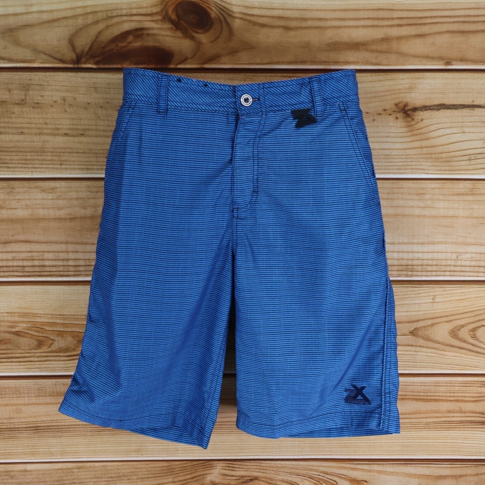 ZeroXposure Swim Trunks w/Liner Boys 18/20 Blue Striped Pockets Beach‎ to Street